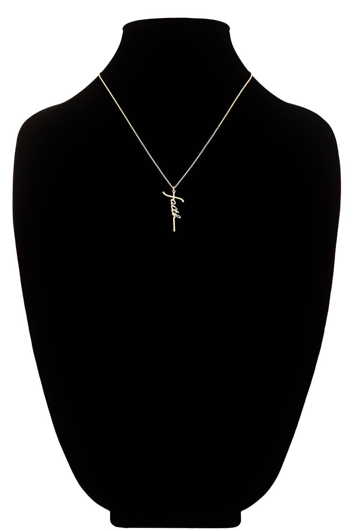Brass Faith Letter Pendant Necklace
