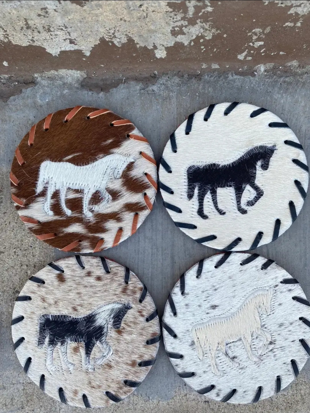 Cowhide Horse Coasters