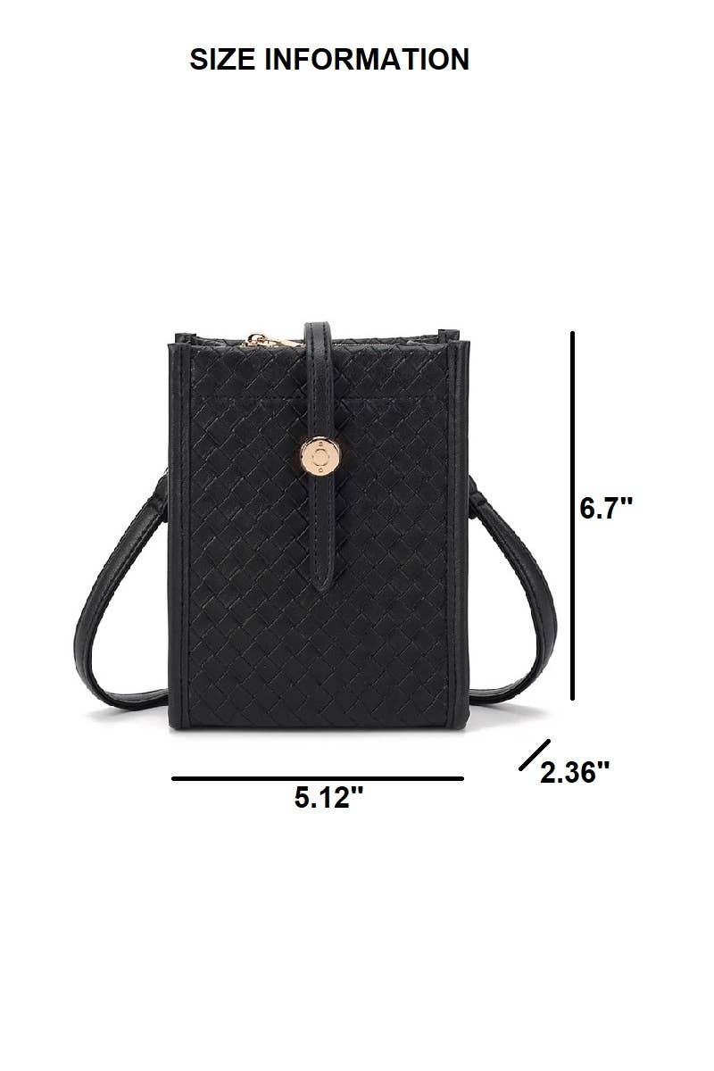 Woven Vegan Leather Parker Crossbody Shoulder Bag