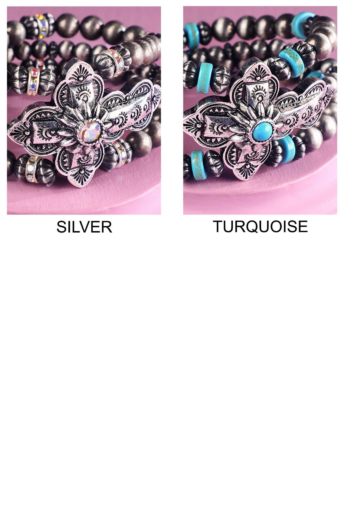 Navajo Pearl & Cross Stretch Bracelet