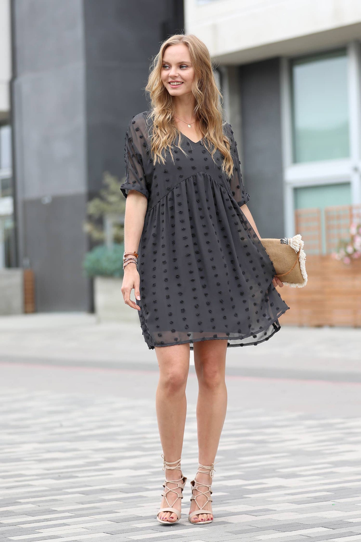 Swiss Dot Babydoll Dress