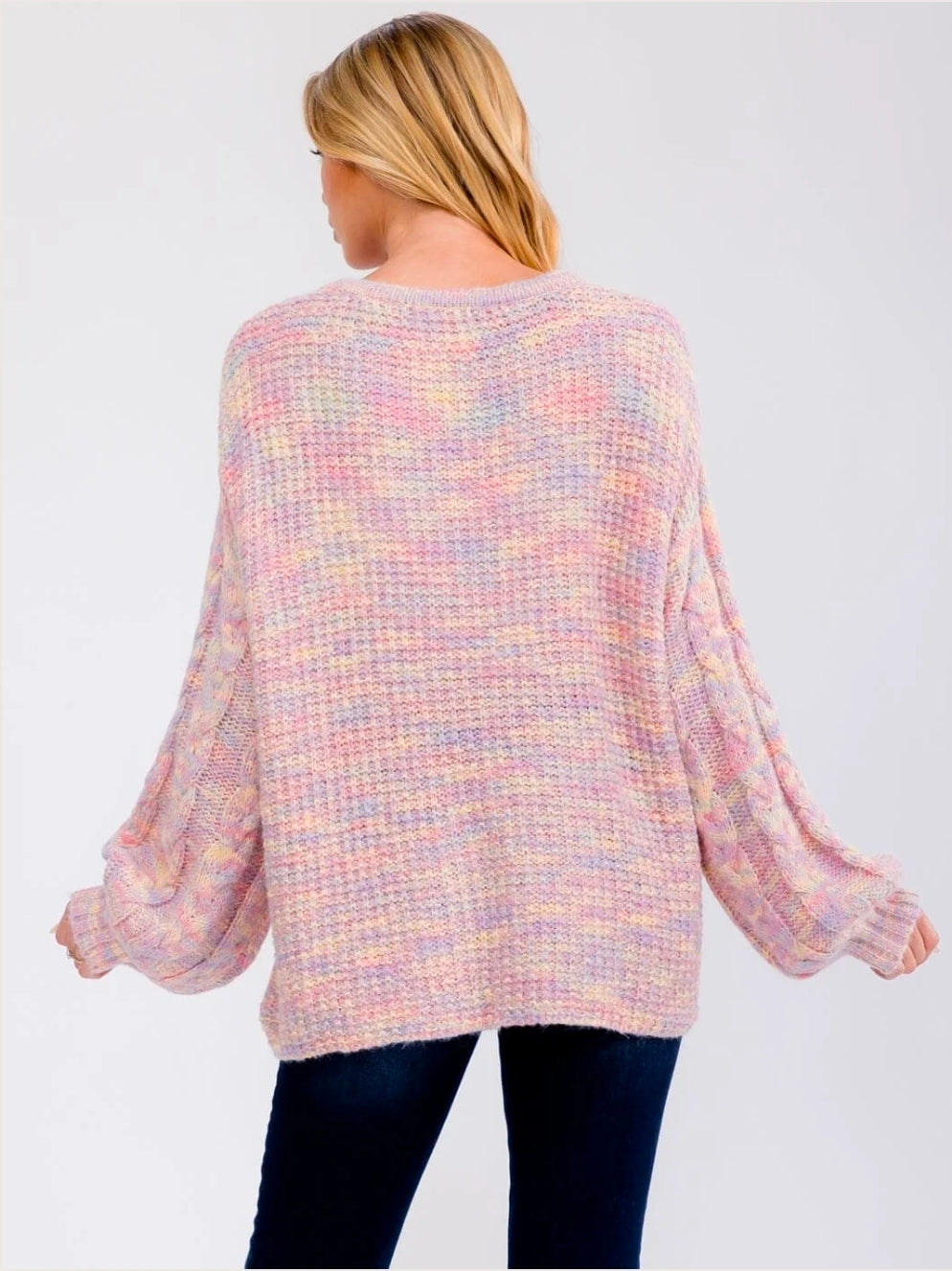 Pink Multi Ribbed Pullover Sweater