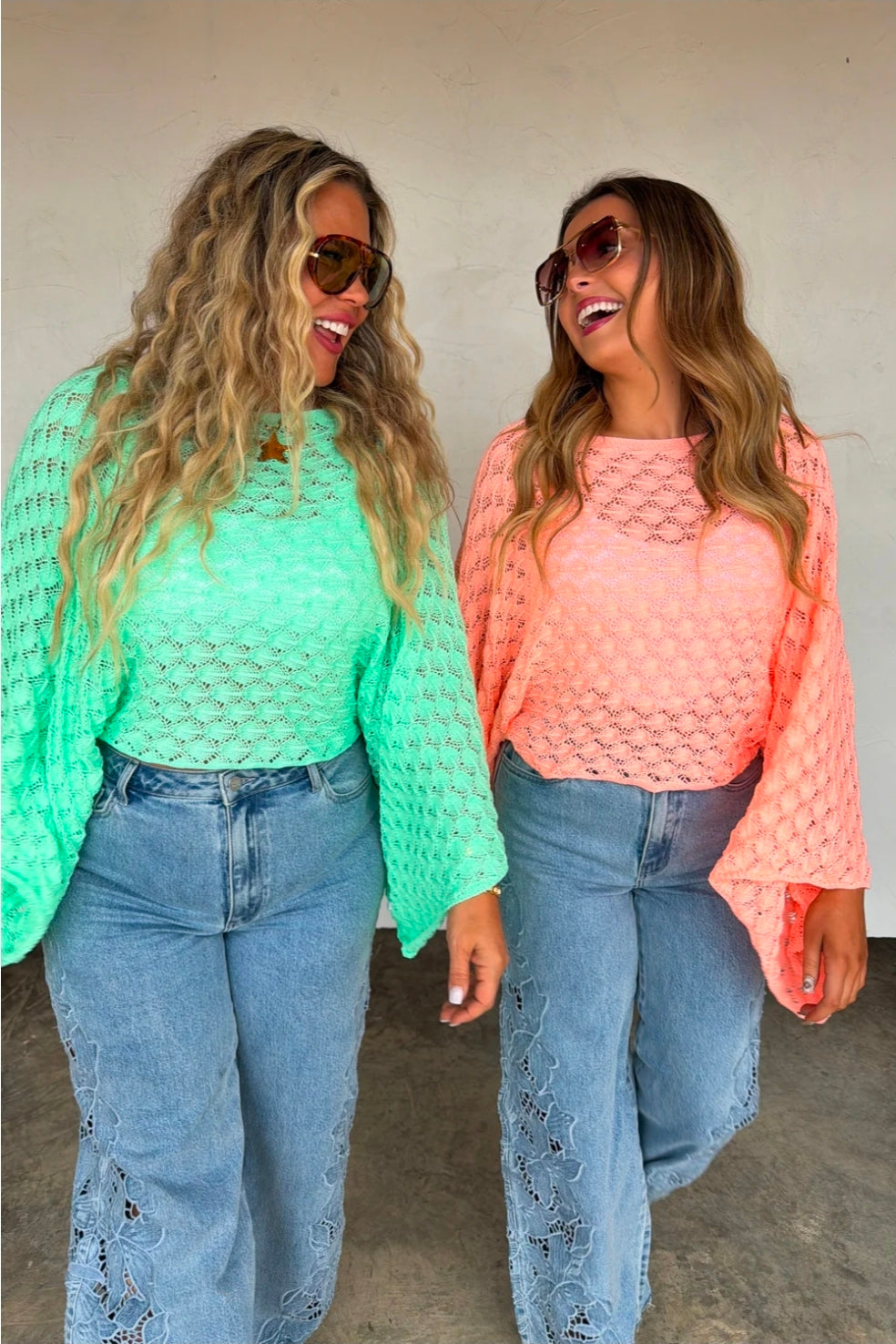 Peach Bell Sleeve Knit Top