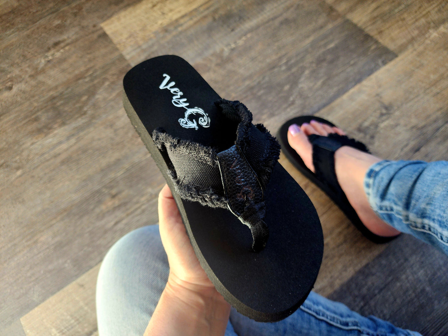 Black Gypsy Jazz Flip Flops