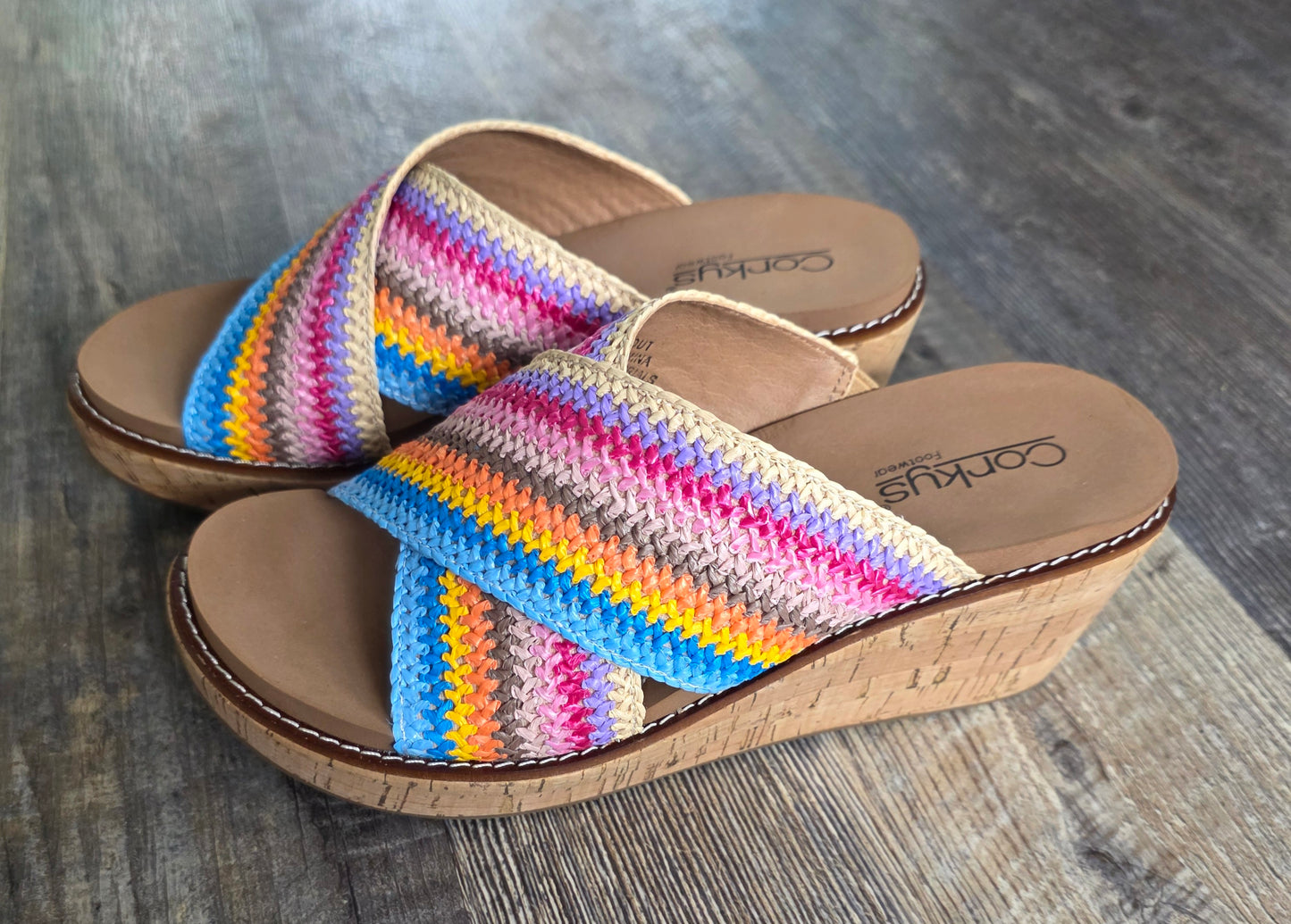 Multi Peace Out Corkys Wedge Sandals