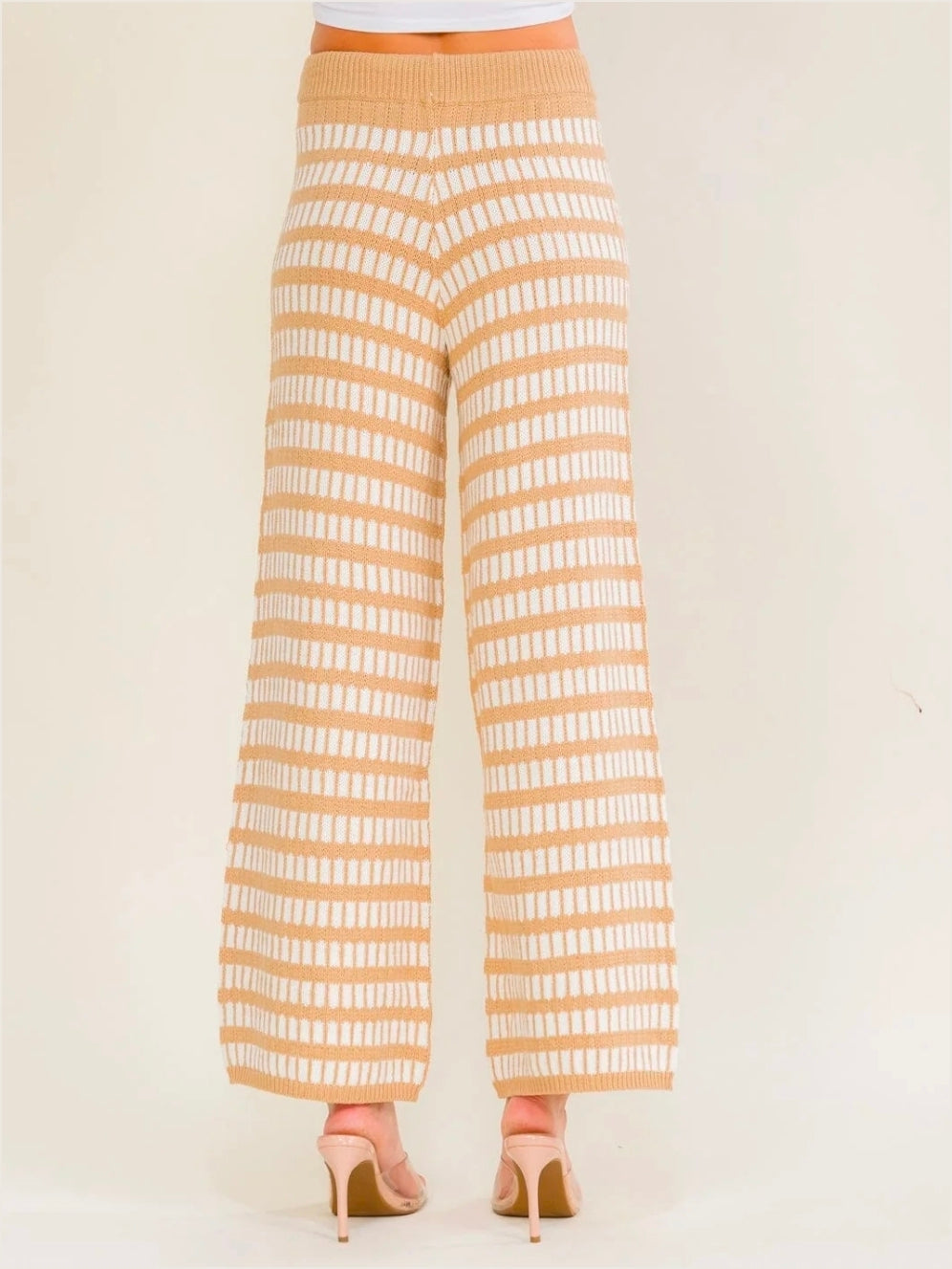 Taupe Wide Leg Knit Pants