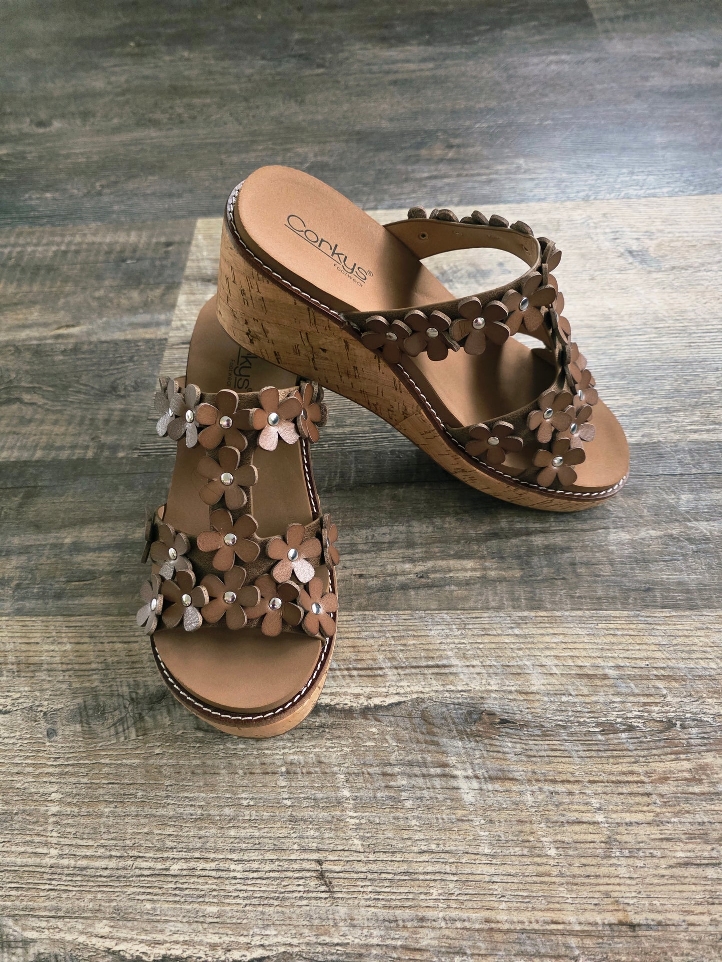 Tan Mic Drop Corkys Wedge Sandals
