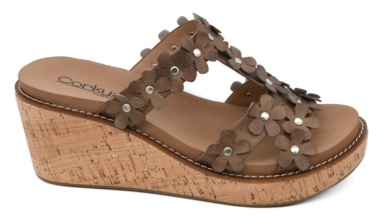 Tan Mic Drop Corkys Wedge Sandals