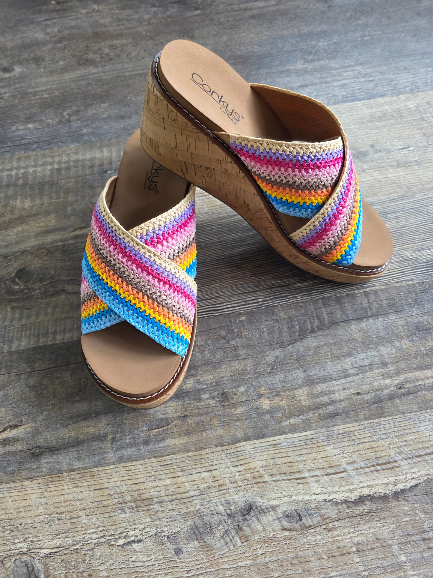 Multi Peace Out Corkys Wedge Sandals