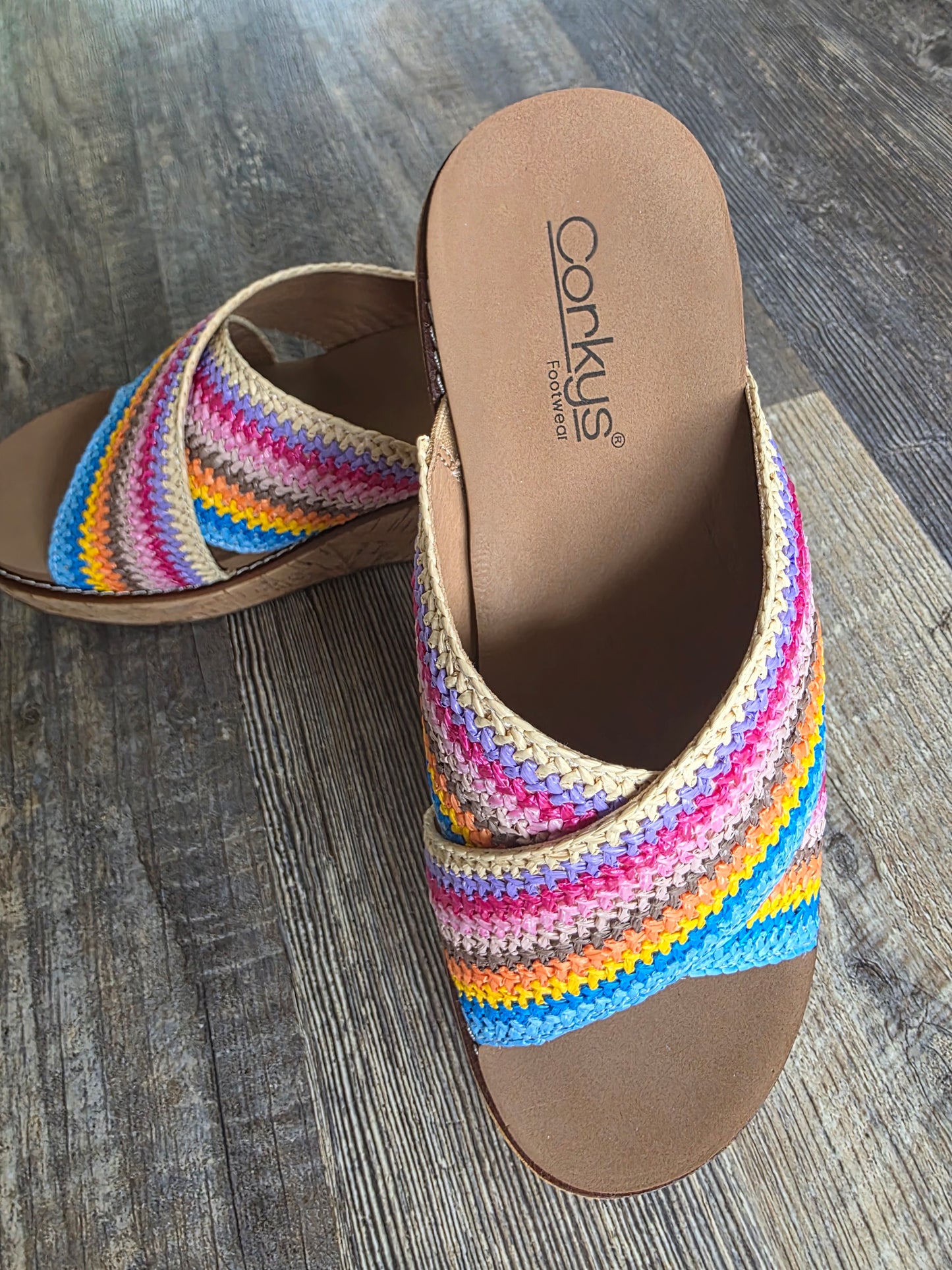 Multi Peace Out Corkys Wedge Sandals