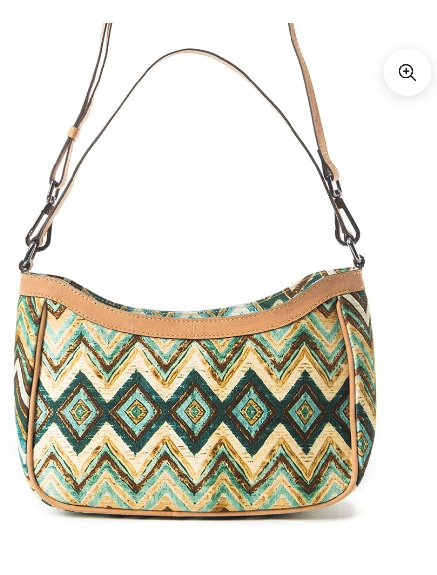 Harvest Chevron Crossbody Bag In Green - Myra