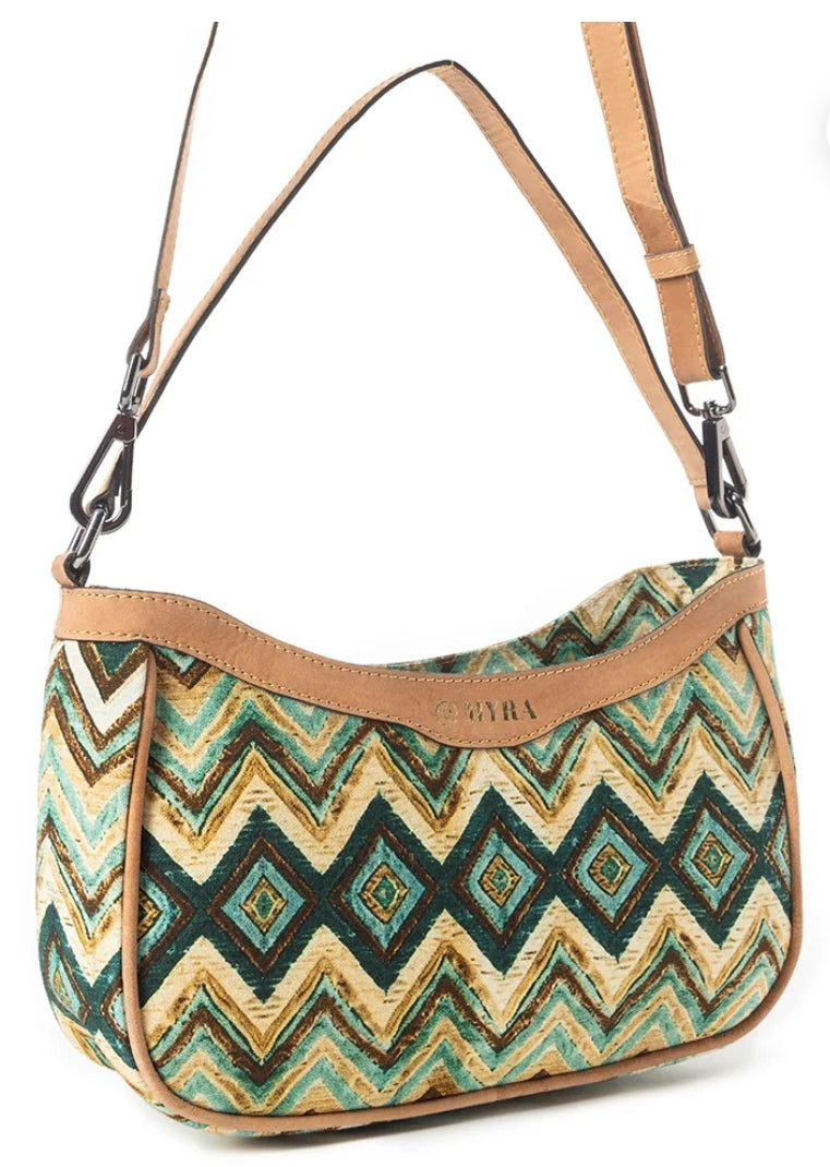Harvest Chevron Crossbody Bag In Green - Myra