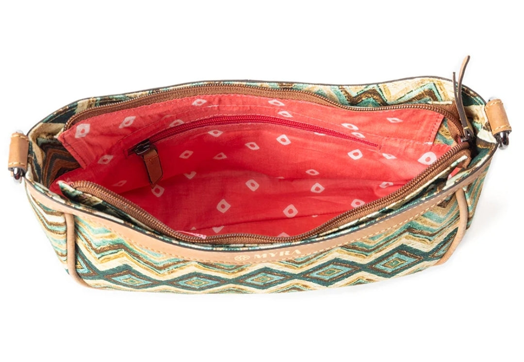 Harvest Chevron Crossbody Bag In Green - Myra