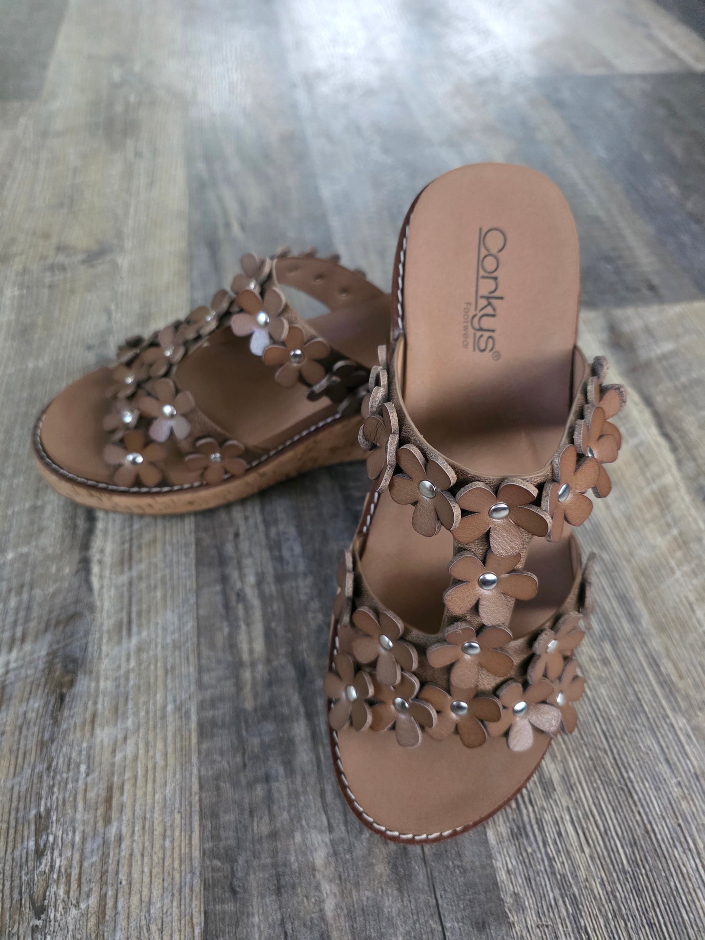 Tan Mic Drop Corkys Wedge Sandals