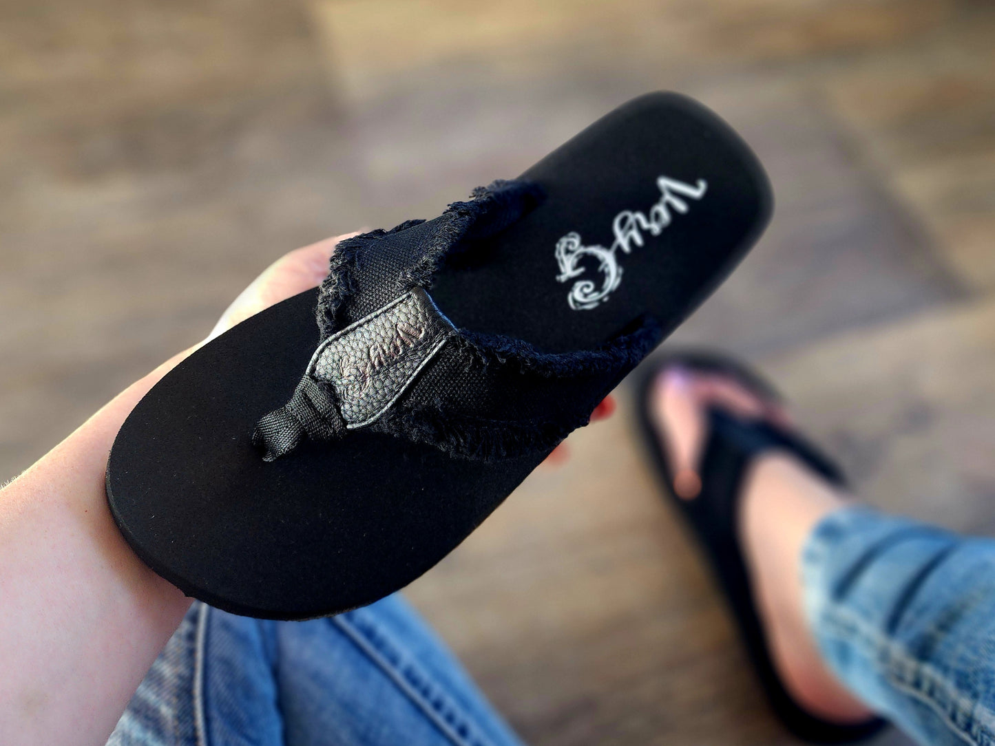 Black Gypsy Jazz Flip Flops