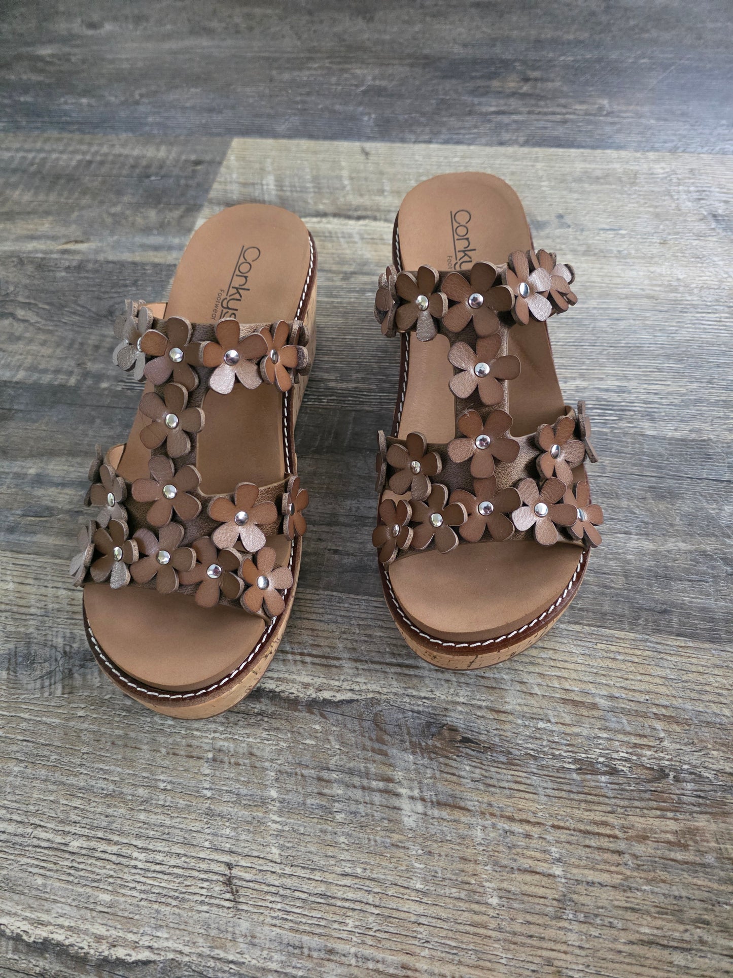 Tan Mic Drop Corkys Wedge Sandals
