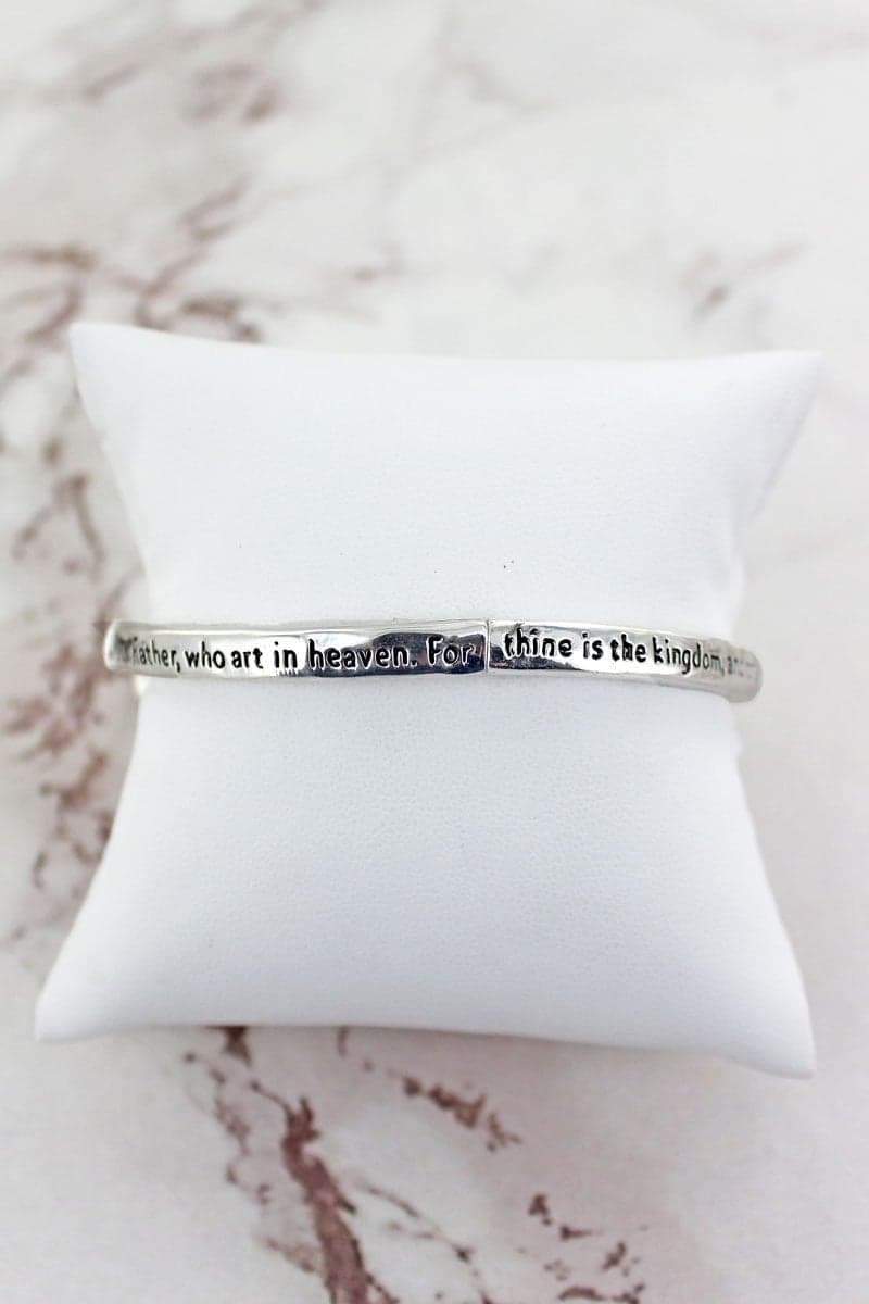 Lord's Prayer Cross Charm Stretch Bangle
