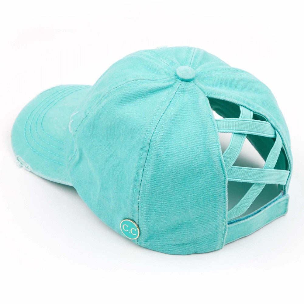 Mint Criss Cross C.C Ballcap w/ Face Mask Buttons