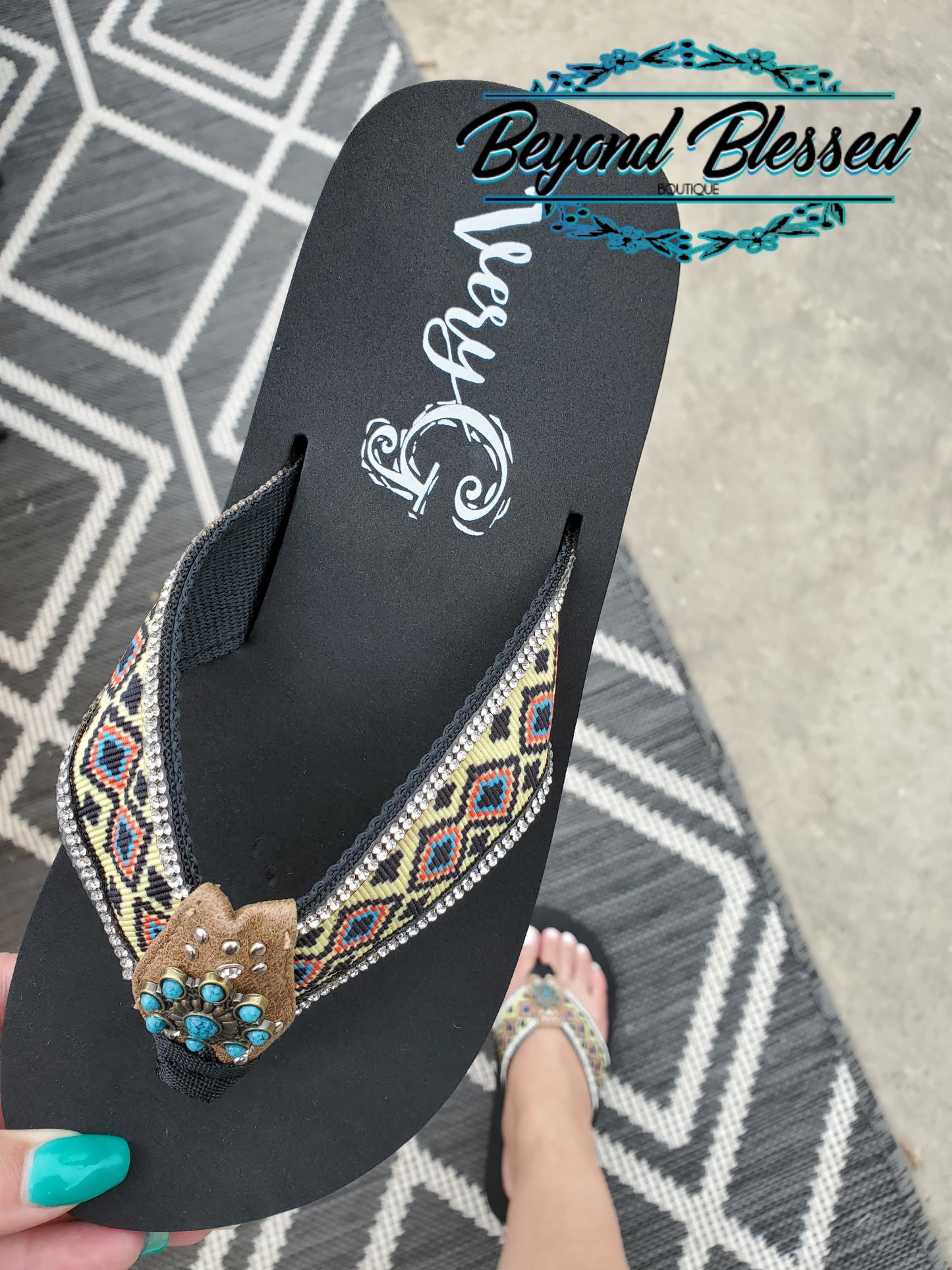 Aztec Rhinestone Very G Jazz Flipflops