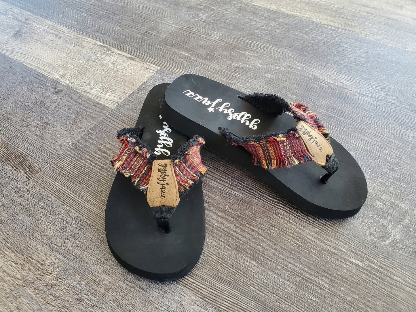 Red & Black Gypsy Jazz Flip Flops