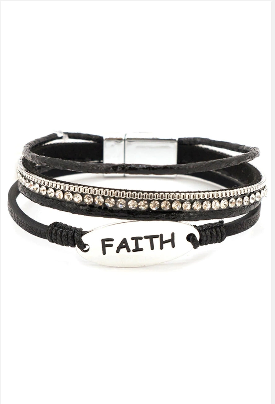 Faith Black Multi-Strand Bracelet