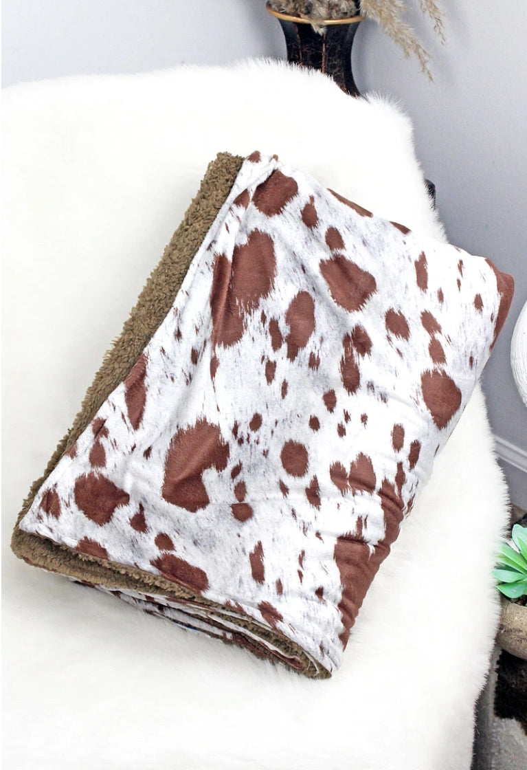 Brown & White Cowprint Blanket