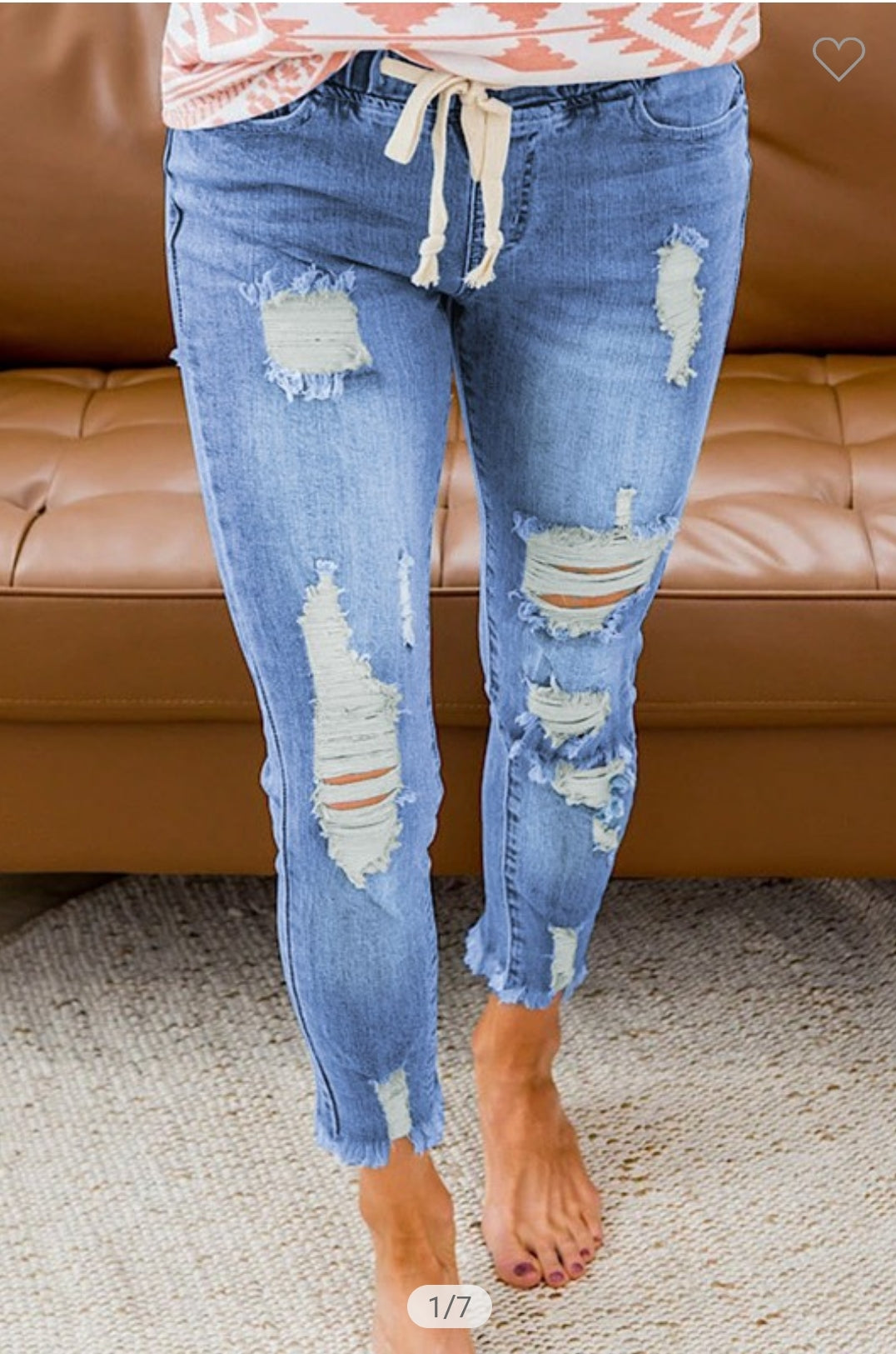 Relaxed Distressed Denim Joggers