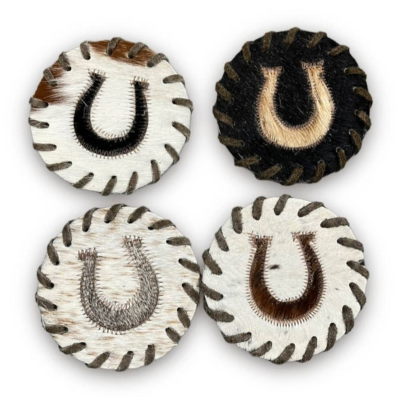 Cowhide Horseshoe Coasters