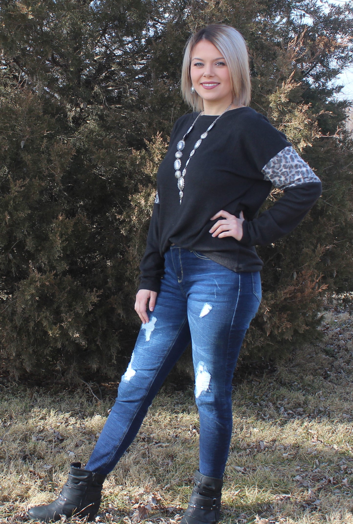 Black Contrast Long Sleeve Small-3X