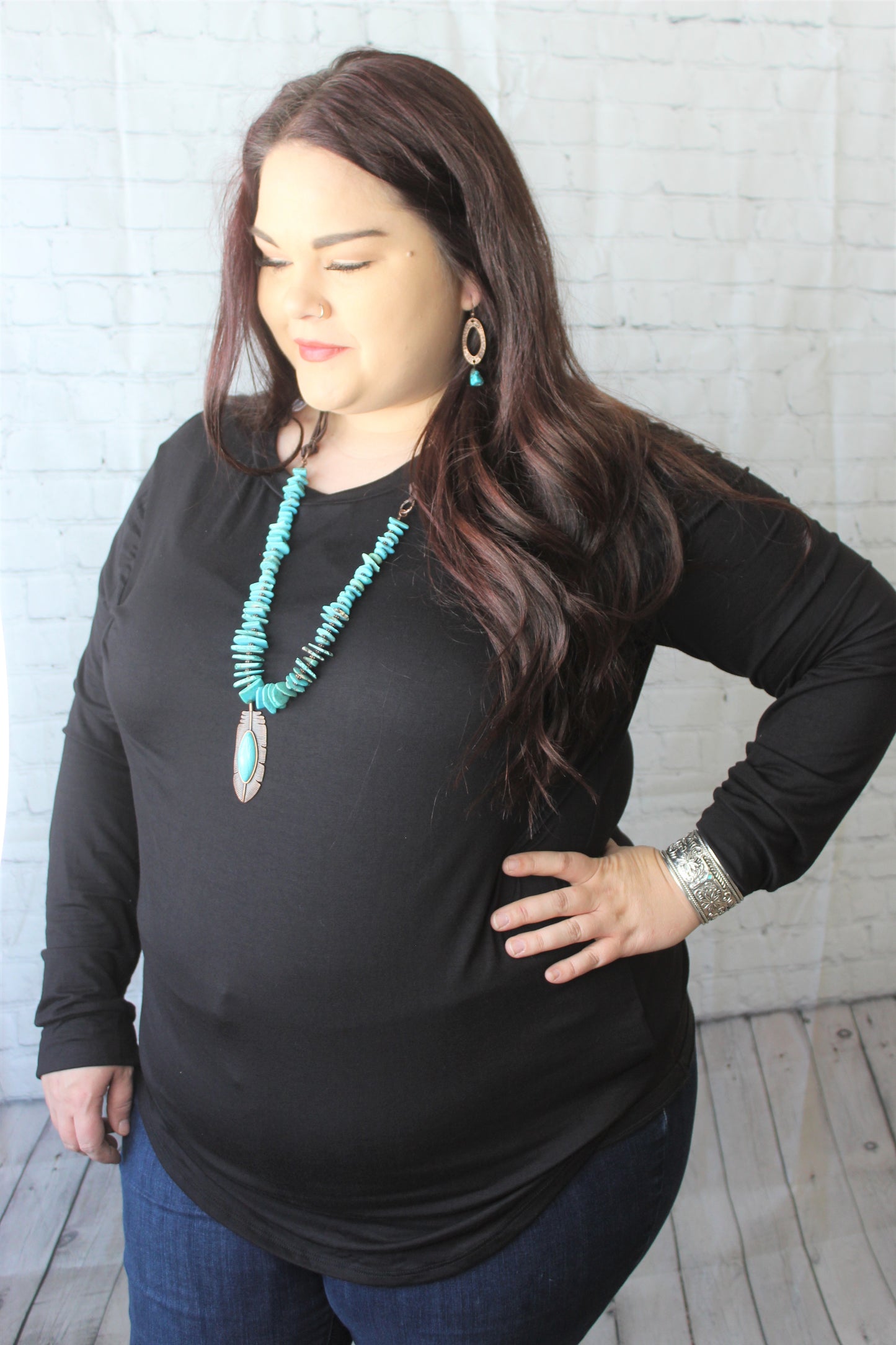 Black Long Sleeve Tunic Plus Size