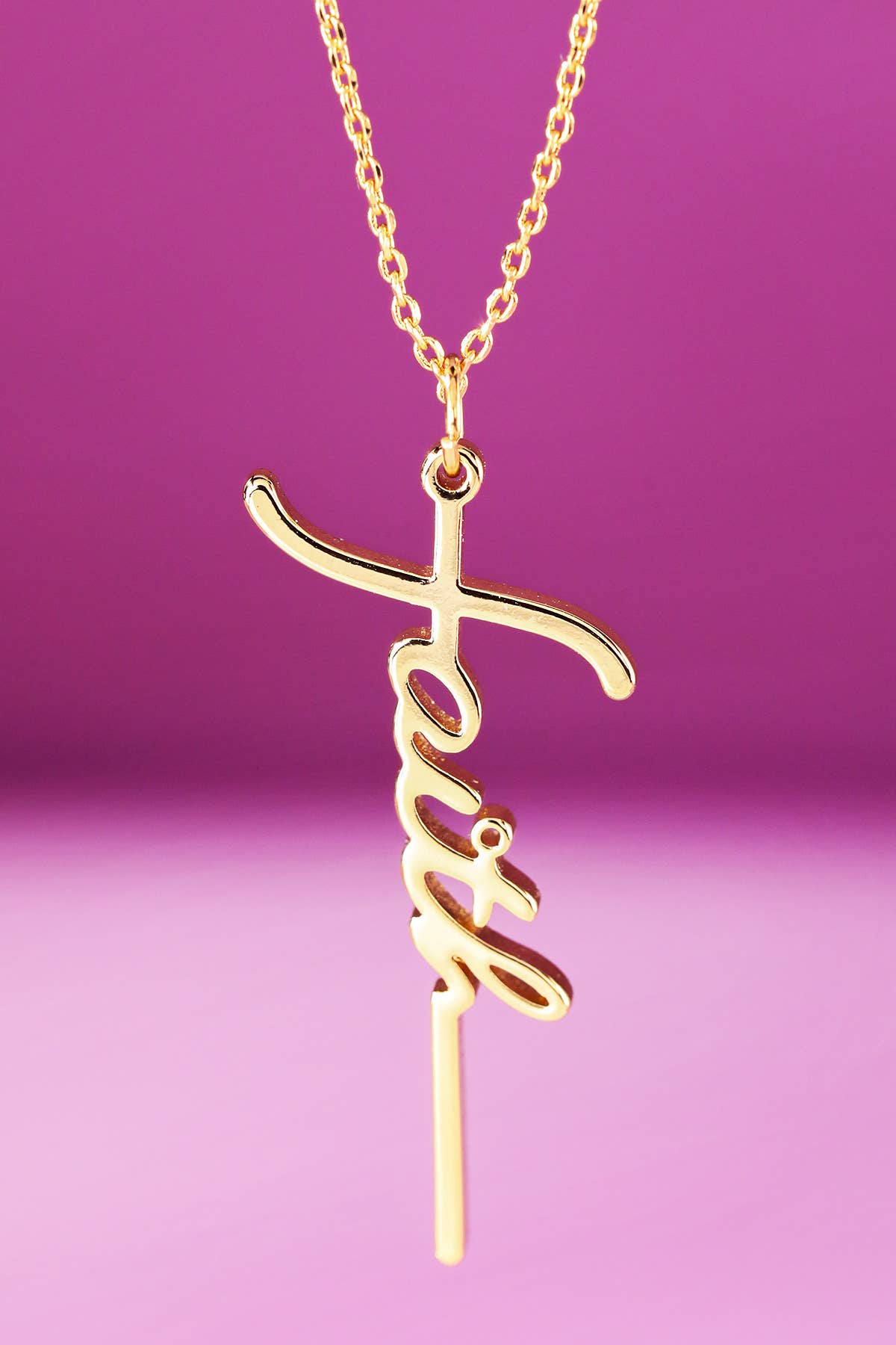Brass Faith Letter Pendant Necklace