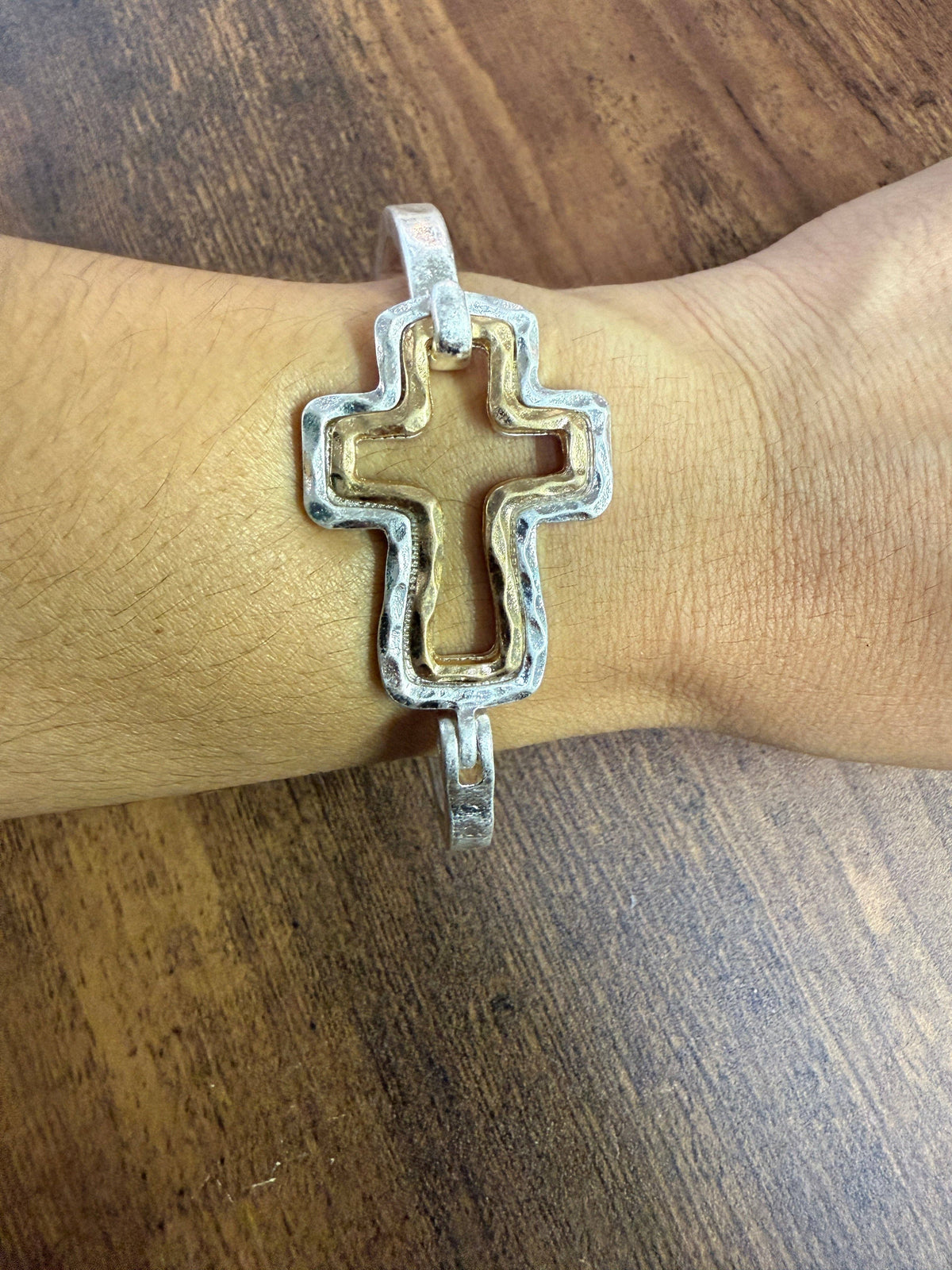 Mixed Cross Cuff Bracelet