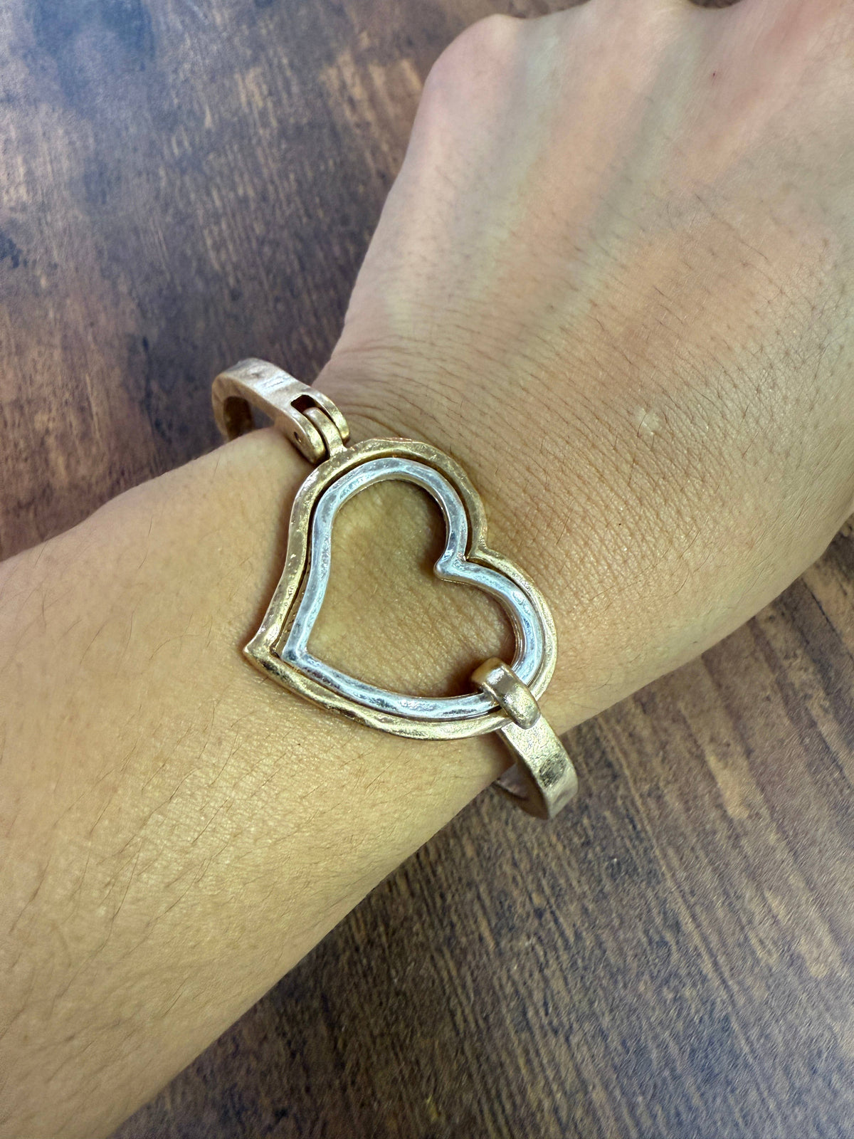 Mixed Heart Cuff Bracelet