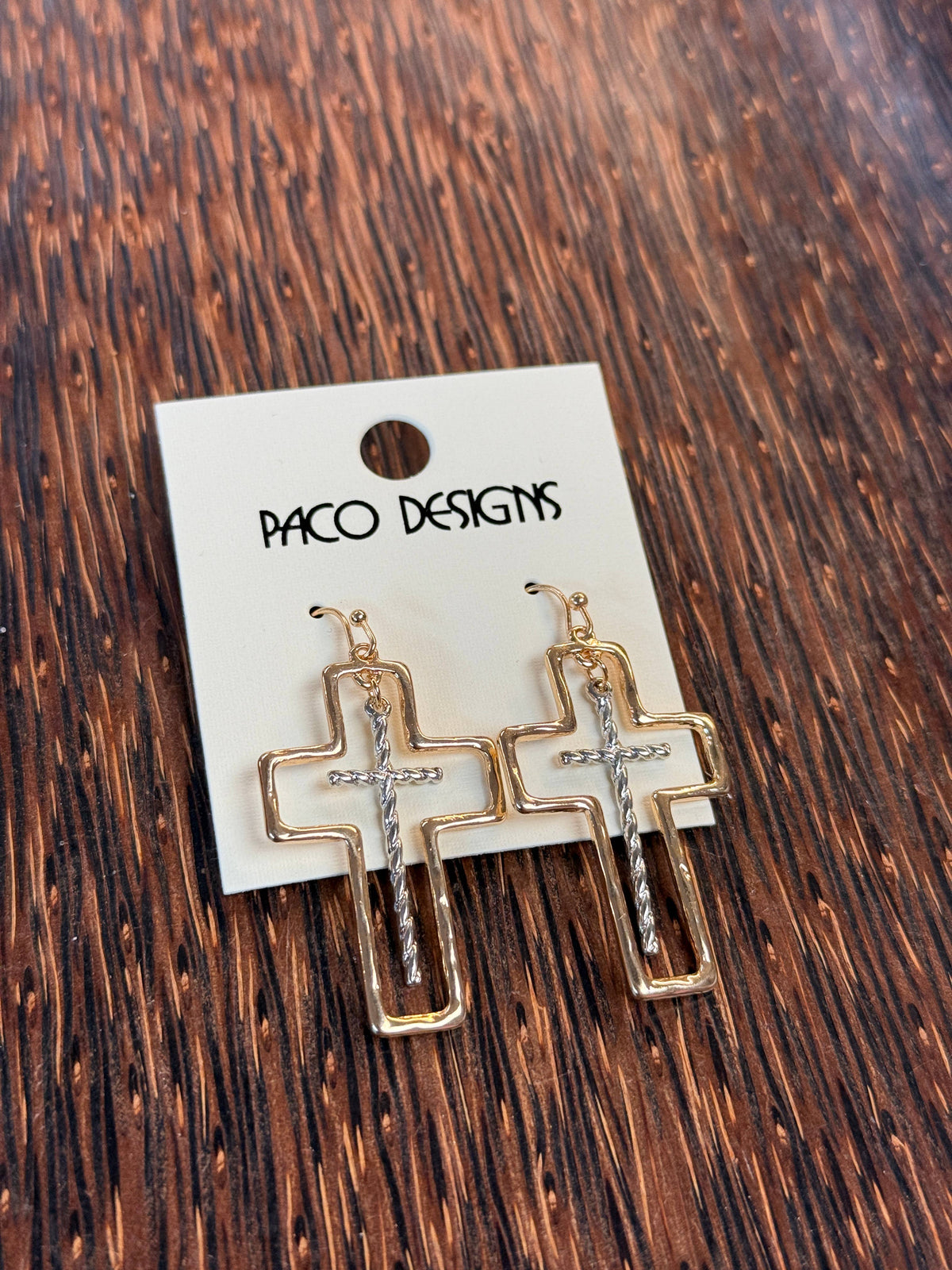 Double Cross Charm Dangle Earrings