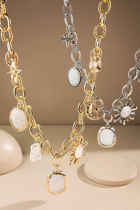 Sun & Moon Charm Pendant Necklace