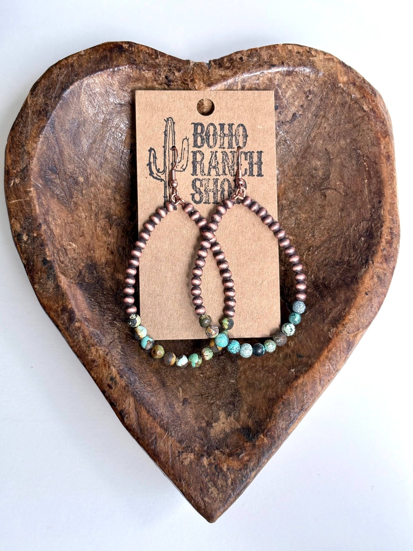 Western Navajo Style Pearl Teardrop Hoop Dangle Earrings