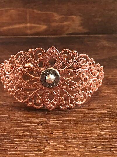 Rose Gold Filigree Bullet Cuff Bracelet