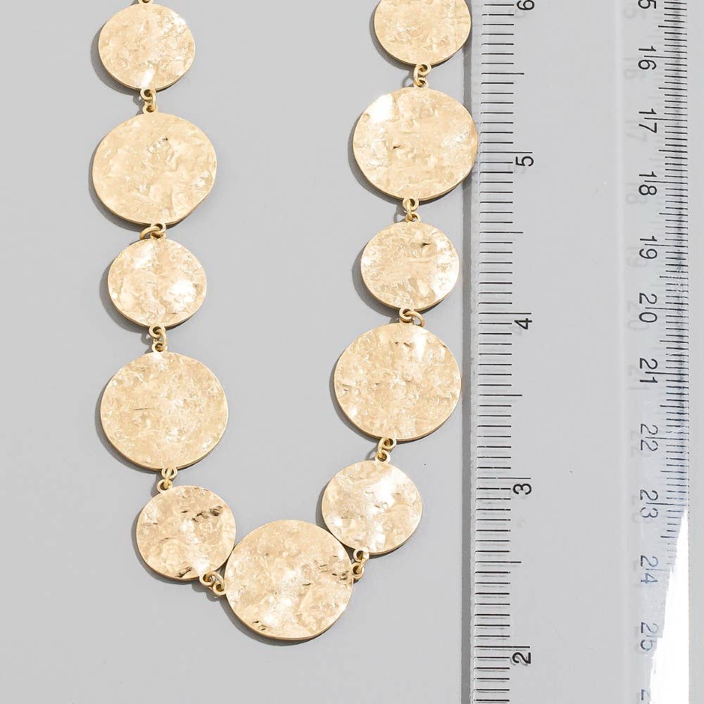 Hammered Gold Disc Chain Necklace