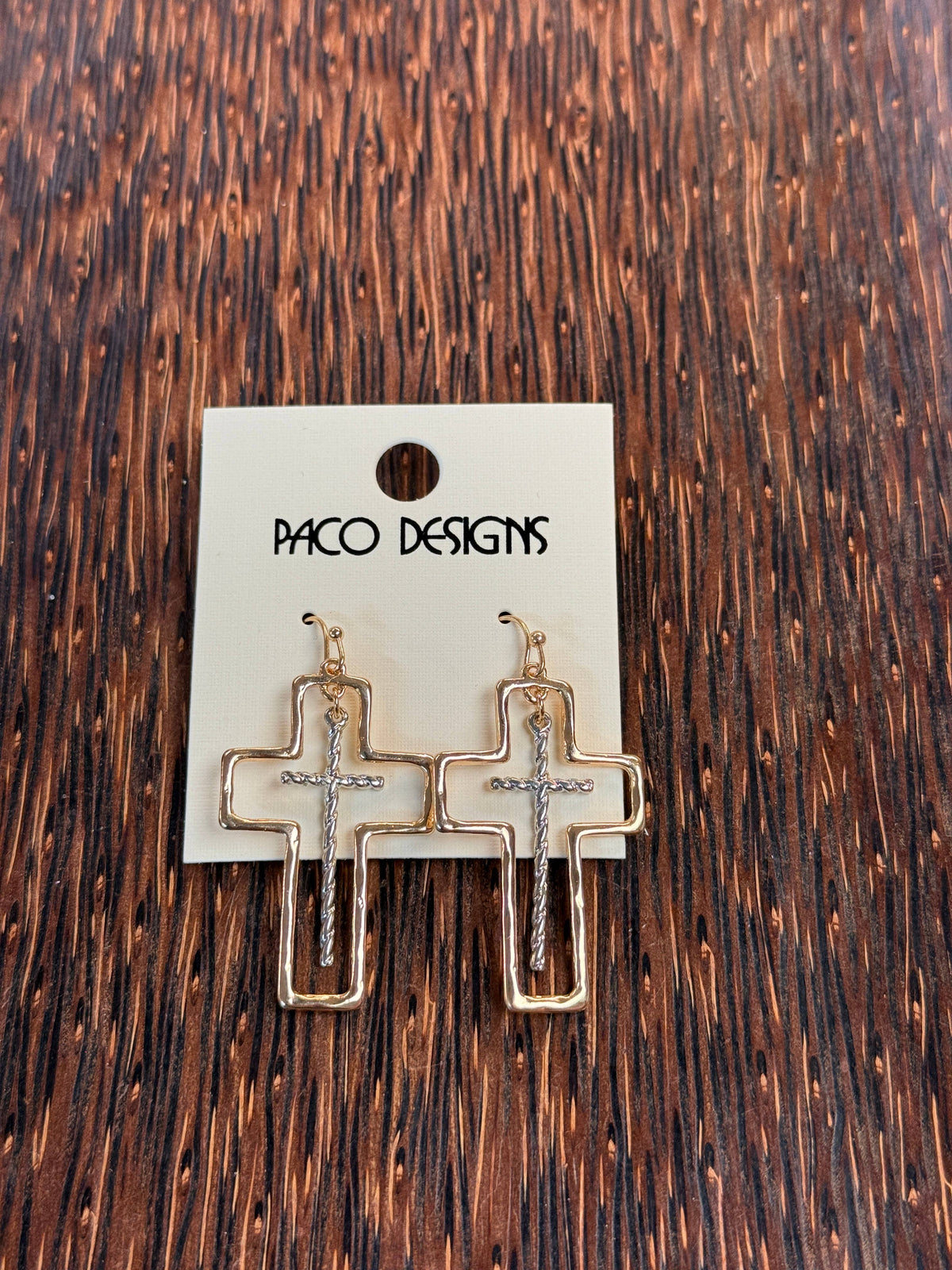 Double Cross Charm Dangle Earrings
