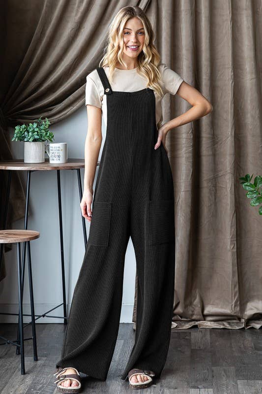 SOLID URBAN RIBBED JUMPSUITS