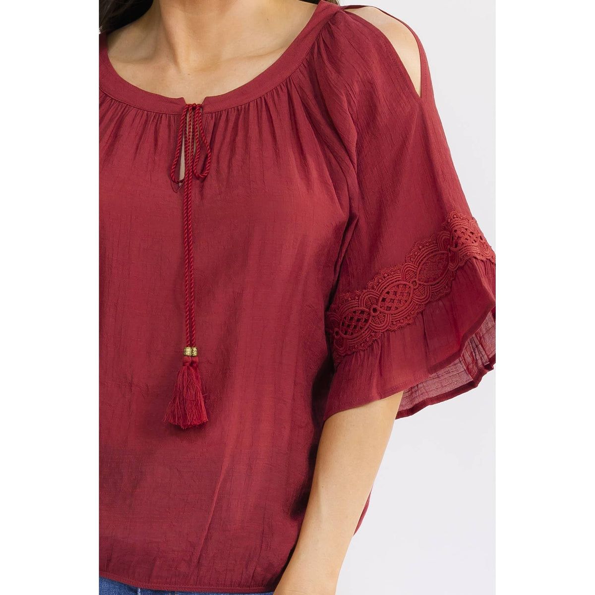 TASSEL BELL SLEEVE SHIRT