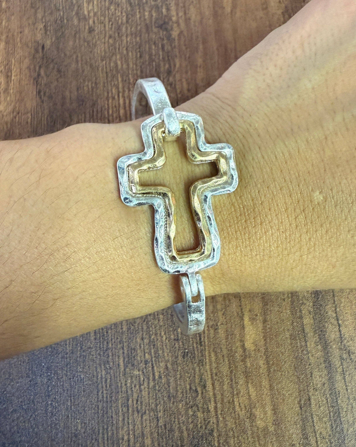 Mixed Cross Cuff Bracelet