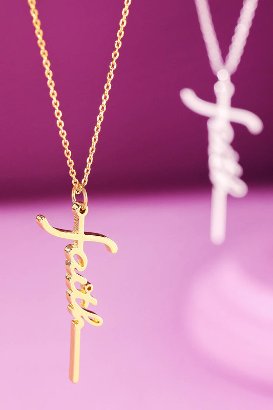 Brass Faith Letter Pendant Necklace