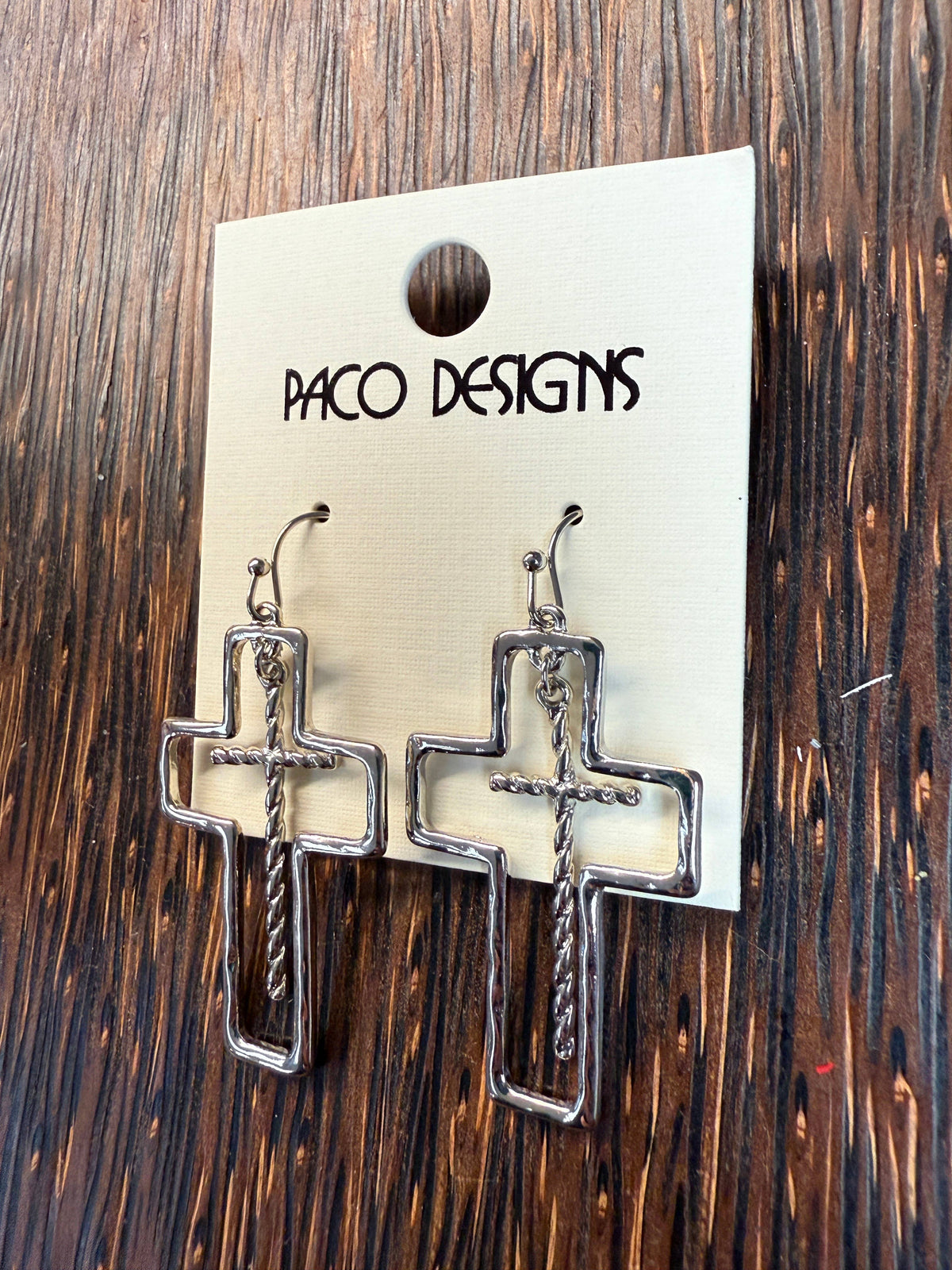 Double Cross Charm Dangle Earrings