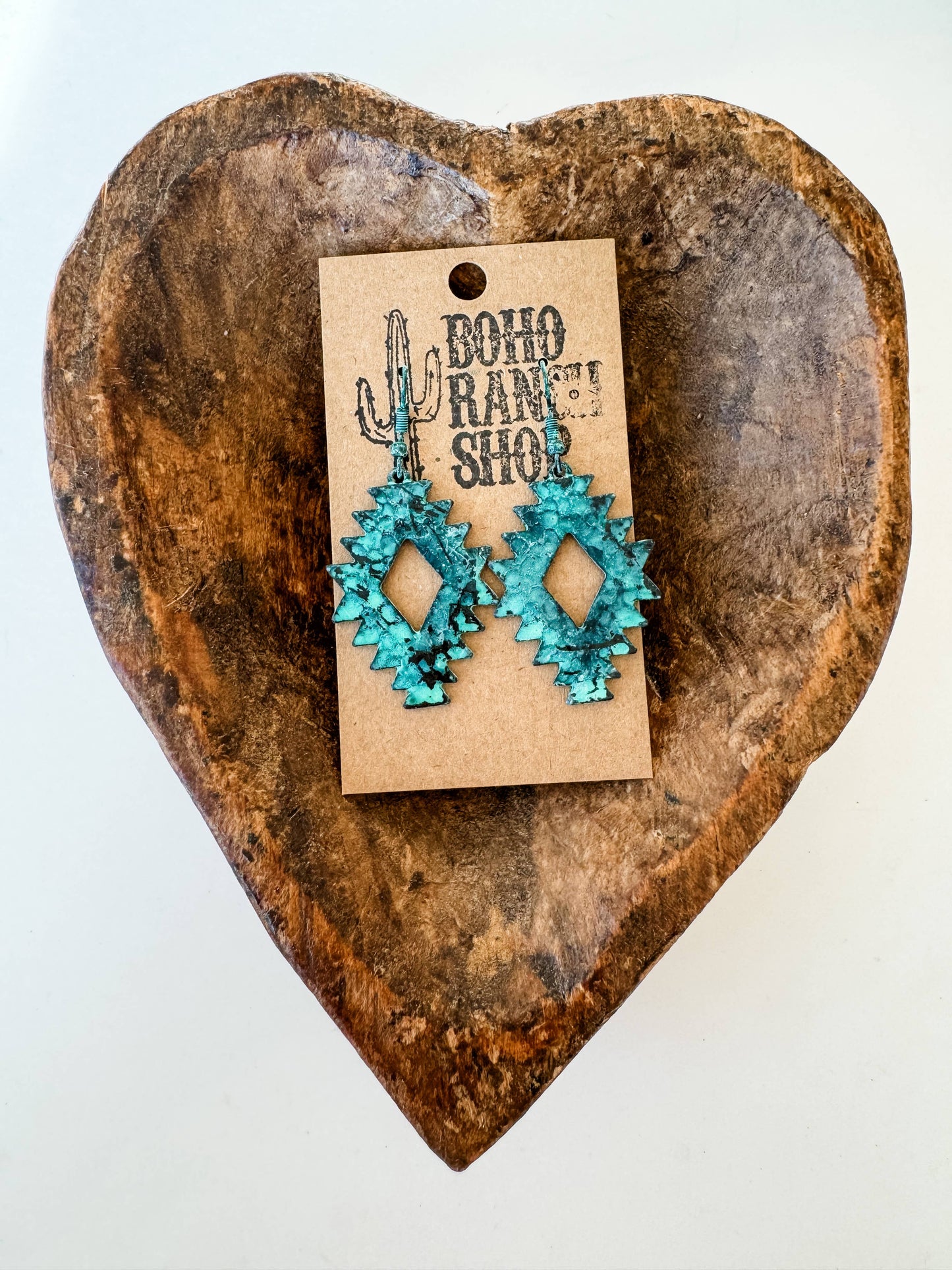 Western Hammered Textured Aztec Dangle Earrings 