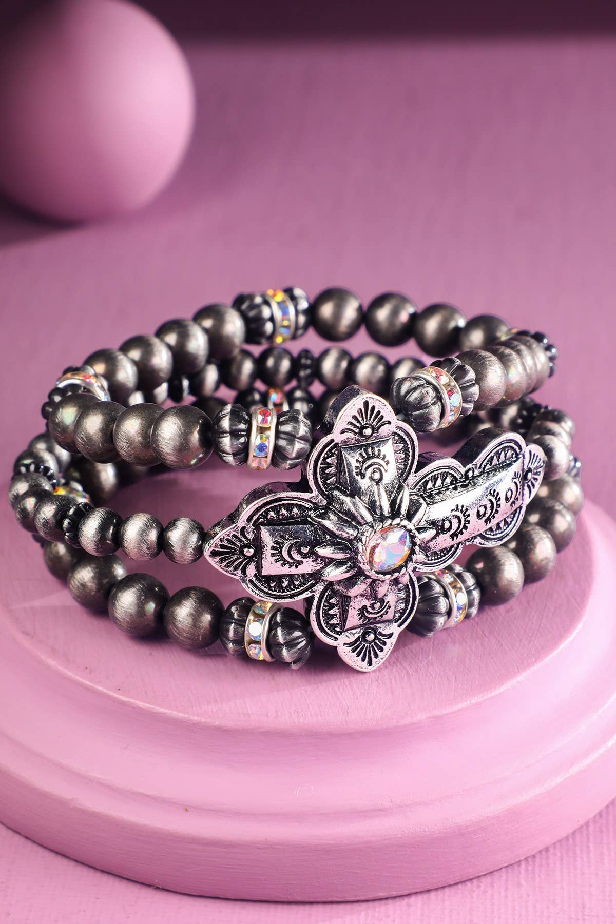 Navajo Pearl & Cross Stretch Bracelet