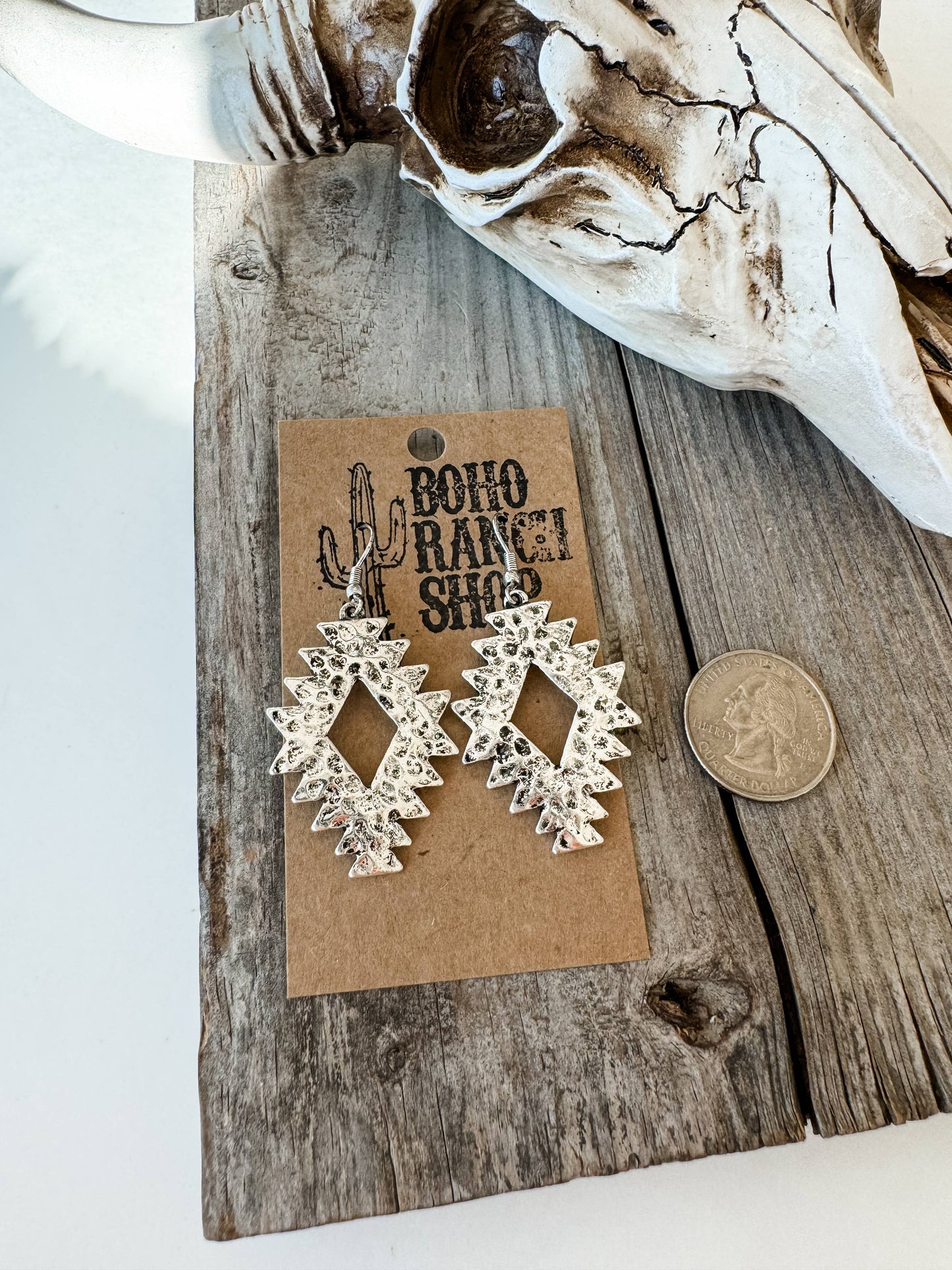 Western Hammered Textured Aztec Dangle Earrings 