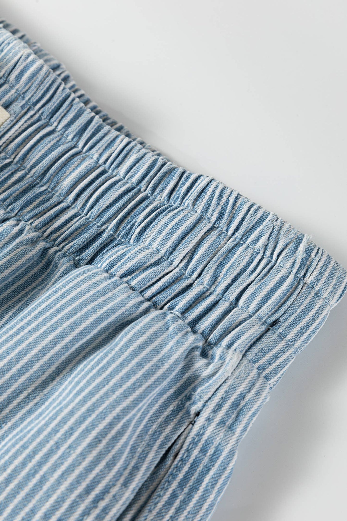 Stripe Elastic Waist Casual Denim Shorts