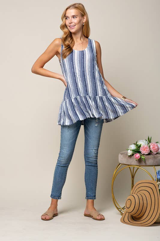 Frayed Knit Tunic Top
