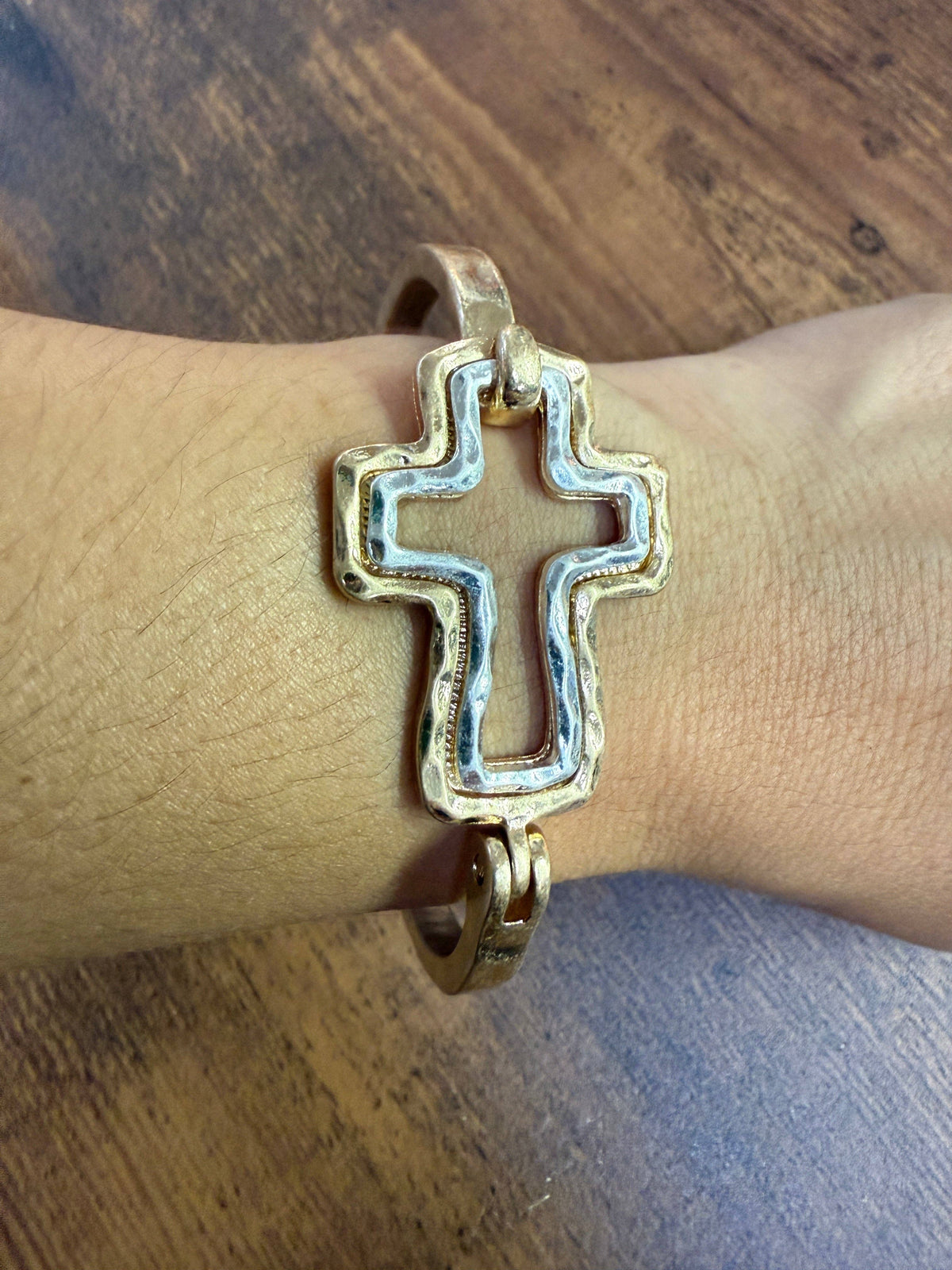 Mixed Cross Cuff Bracelet